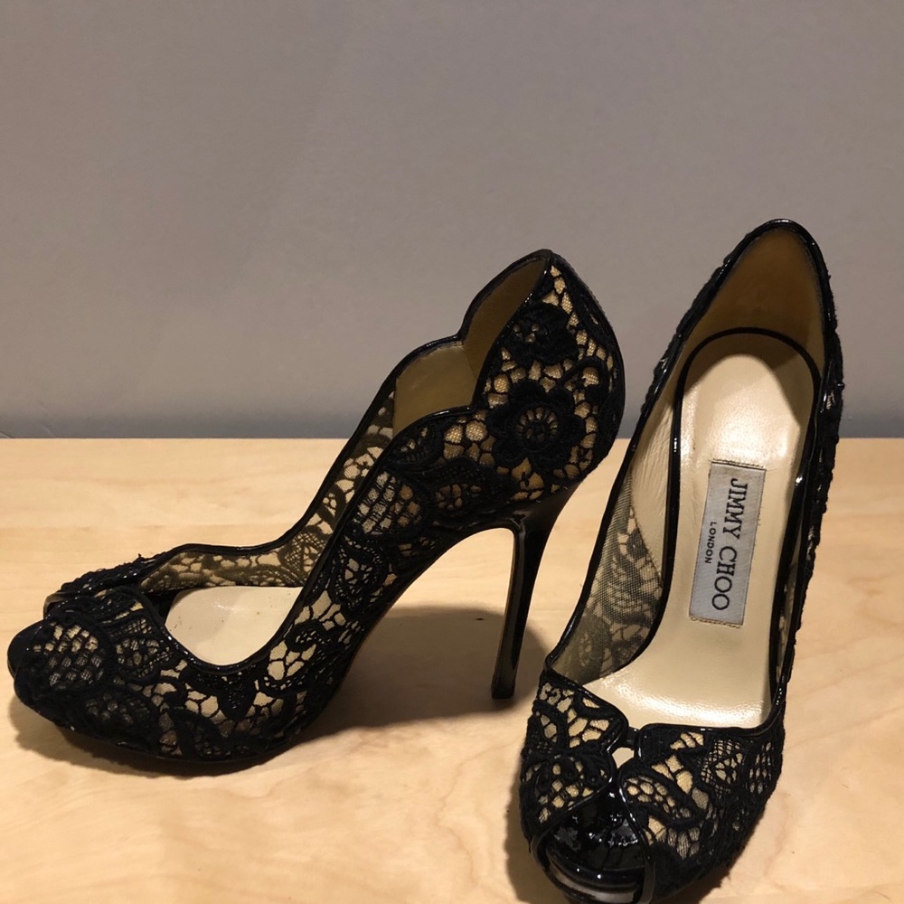 Black and cream lace Jimmy Choo Heel